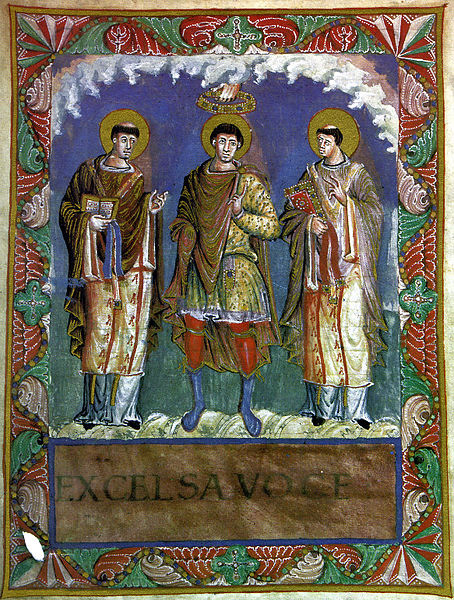 Карл I з Папами Римськими Геласієм І та Григорієм І