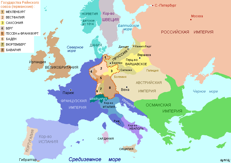 Europe map 1812 14 in Rus