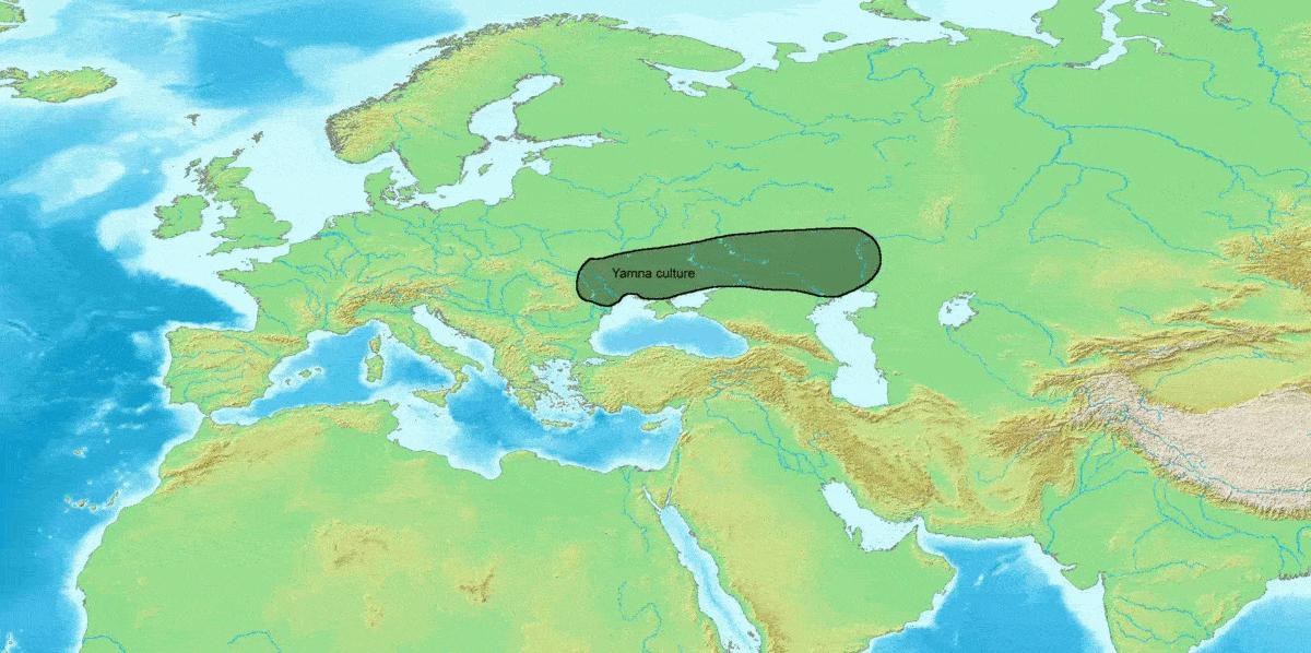Схема індоєвропейських міграцій з 4000 до 1000 рр. до н.е.